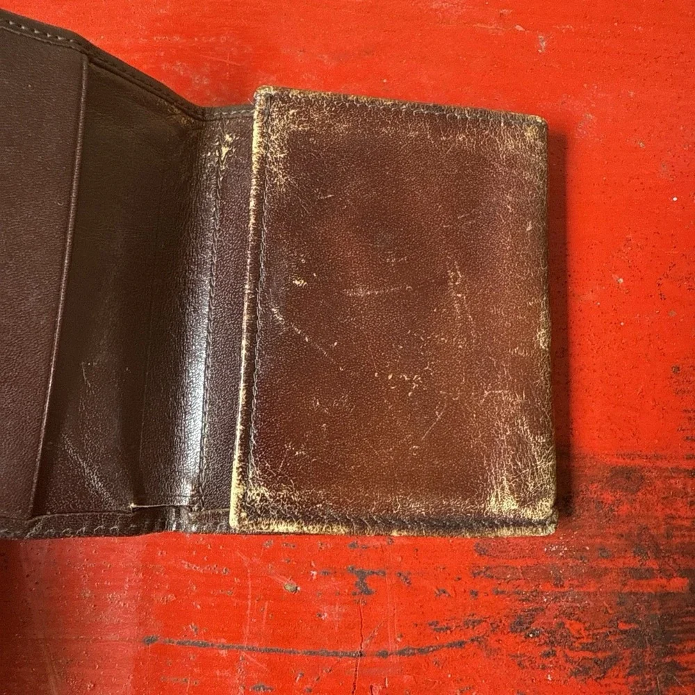 VTG Pierre Cardin DARK BROWN GENUINE LEATHER ID CARD BILL‎ HOLDER BIFOLD WALLET